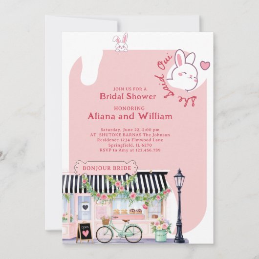 Pariser Brautparty Sie sagte Oui Französisch Brida Einladung (Vorderseite)