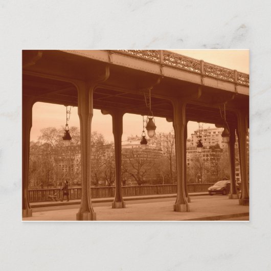 Pariser Brücke in Sepia Postkarte (Vorderseite)