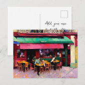 Pariser Buntes Café Postkarte (Vorne/Hinten)