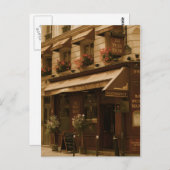 Pariser Café am Tag Postkarte (Vorne/Hinten)