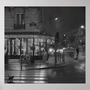 Pariser Café bei Nacht Poster