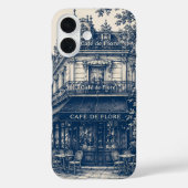 Pariser Café Blau Weiß Case-Mate iPhone Hülle (Rückseite)