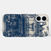 Pariser Café Blau Weiß Case-Mate iPhone Hülle (Rückseite (Horizontal))