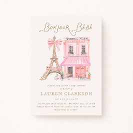 Pariser Café Bonjour Bébé Babyparty-Einladung Einladung