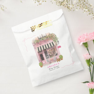 Pariser Café Bonjour Bebe Rosa Schleife Baby Showe Geschenktütchen