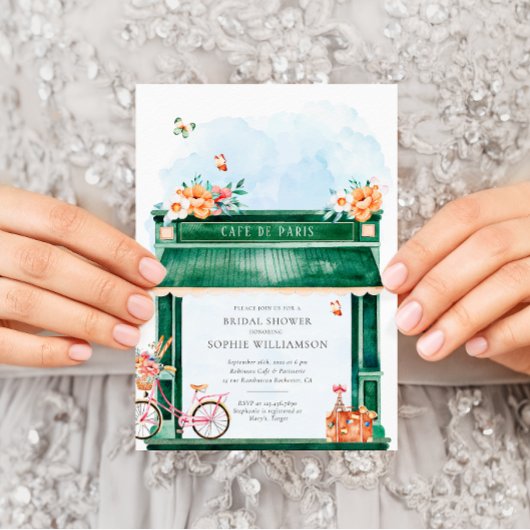 Pariser Café Boulangerie Brautparty Einladung
