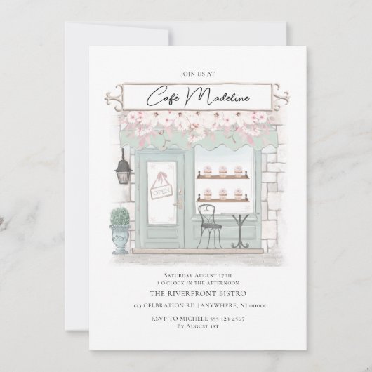 Pariser Cafe Einladung zum Geburtstag (Vorderseite)