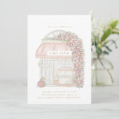 Pariser Café Girls Geburtstag Einladung (Stehend Vorderseite)