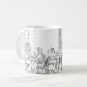 Pariser Café-Linienkunst-Minimalist-Becher Kaffeetasse (Vorderseite Links)