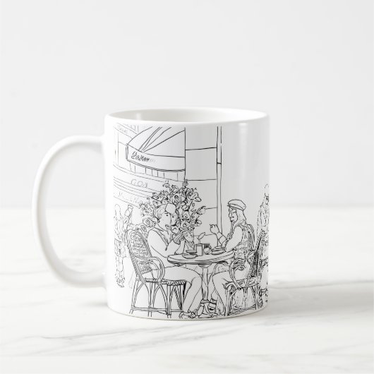 Pariser Café-Linienkunst-Minimalist-Becher Kaffeetasse (Links)