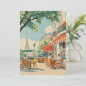 Pariser Café mit Eiffelblick Karte (Stehend Vorderseite)