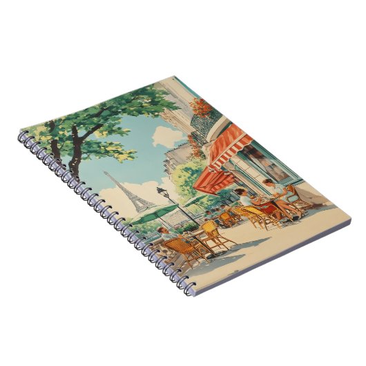 Pariser Café mit Eiffelblick Notizblock (Rechte Seite)