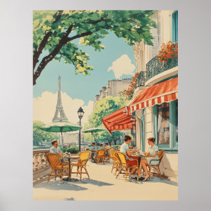 Pariser Café mit Eiffelblick Poster