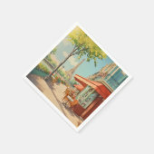 Pariser Café mit Eiffelblick Serviette (Ecke)