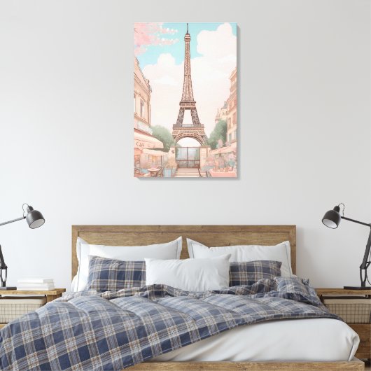 Pariser Café mit Eiffelturm Art Leinwanddruck (Insitu (Schlafzimmer))