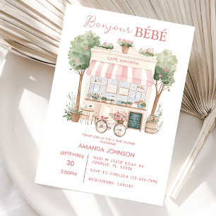 Pariser Café Nachmittag Baby Shower Einladung