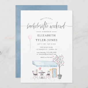 Pariser Café Watercolor Bachelorette Einladung