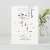 Pariser Café Watercolor Hochzeit Einladung (Stehend Vorderseite)