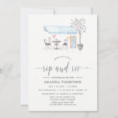 Pariser Café Watercolor Sip & See Einladung (Vorderseite)