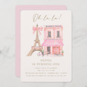 Pariser Café zum ersten Geburtstag Einladung (Vorne/Hinten)