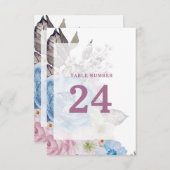 Pariser Charm Blue Floral Hochzeiten Tischnummern (Vorne/Hinten)