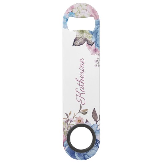 Pariser Charm Blue & Pink Mutter der Braut Speed Flaschenöffner (Rückseite)