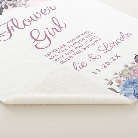 Pariser Charm Blumenzitat Blauer und rosa Chic Flo Sherpadecke (3/4)