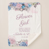 Pariser Charm Blumenzitat Blauer und rosa Chic Flo Sherpadecke (Vorderseite)