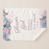 Pariser Charm Blumenzitat Blauer und rosa Chic Flo Sherpadecke (Vorderseite (Horizontal))