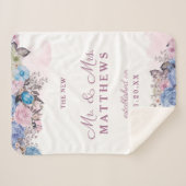 Pariser Charm Floral Der neue Mr. & Mrs. Newlyweds Sherpadecke (Vorderseite (Horizontal))