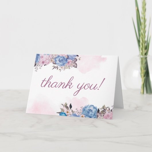 Pariser Charm Flroal Custom Wedding Foto Dankeskarte (Vorderseite)