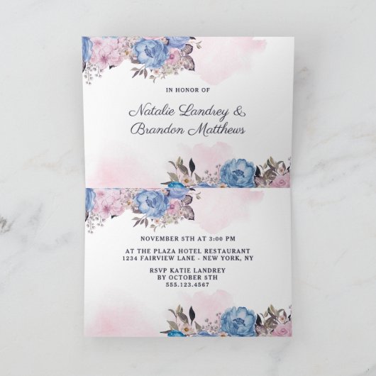 Pariser Charm Pink Blumenkuppel Polterabend Einladung (Innenseite)