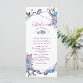 Pariser Charme Blau & Rosa Blumenzeremonie Programm (Stehend Vorderseite)