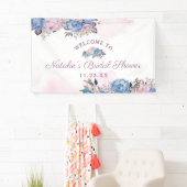 Pariser Charme Blau & Rosa Brautparty Empfang Banner (Insitu)