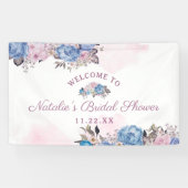 Pariser Charme Blau & Rosa Brautparty Empfang Banner (Horizontal)