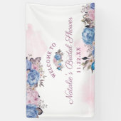 Pariser Charme Blau & Rosa Brautparty Empfang Banner (Vertikal)