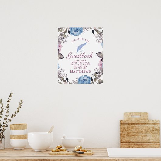 Pariser Charme Blau und Rosa Unterschreiben Sie un Poster (Küche)