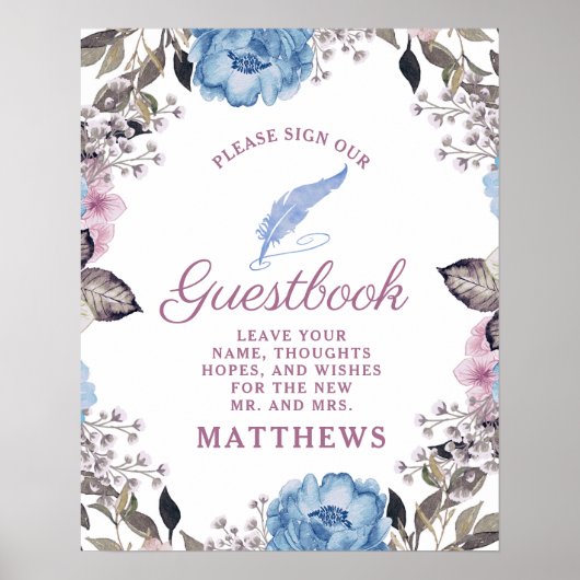 Pariser Charme Blau und Rosa Unterschreiben Sie un Poster (Vorne)