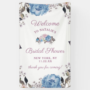 Pariser Charme Blaue Florale Hochzeitsdusche Begrü Banner
