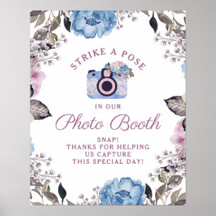 Pariser Charme Florales Fotoautomaten-Hochzeitssch Poster