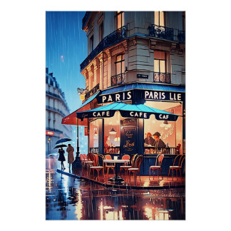 Pariser Charme: Vintages Pariser Street Café Poste Poster
