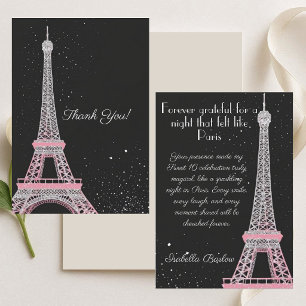 Pariser Chic Rosa Glitter Sweet 16 Geburtstag Dankeskarte