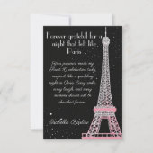 Pariser Chic Rosa Glitter Sweet 16 Geburtstag Dankeskarte (Vorderseite)