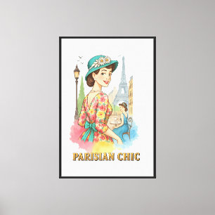 Pariser Chic T-Shirt, Vintage französische Mode Ei Leinwanddruck