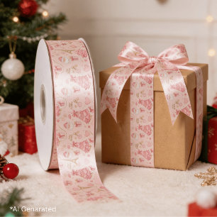 Pariser Coquette Dusty Pink Toile Weihnachten Satinband