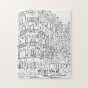 Pariser Corner Black and White Jigsaw Puzzle