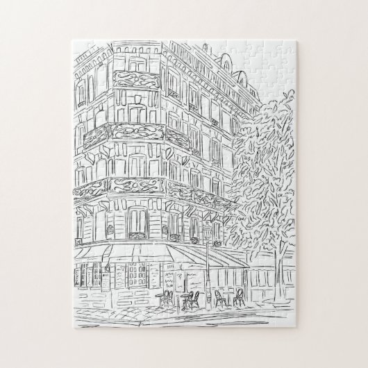 Pariser Corner Black and White Jigsaw Puzzle (Vertikal)