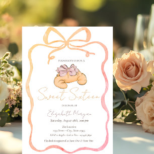 Pariser Croissant Chic Schleife Sweet 16 Einladung