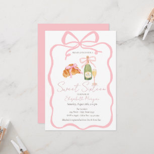 Pariser Croissant Rosa Schleife Champagner Sweet 1 Einladung
