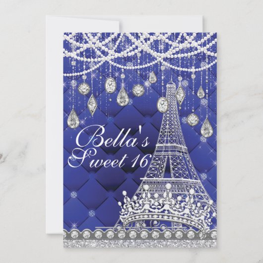 Pariser Diamant und Perlen Einladung zur Geburtsta (Rückseite)